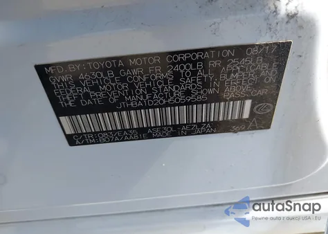 2017 Lexus Is 200T from USA, damaged, VIN JTHBA1D20H5059585